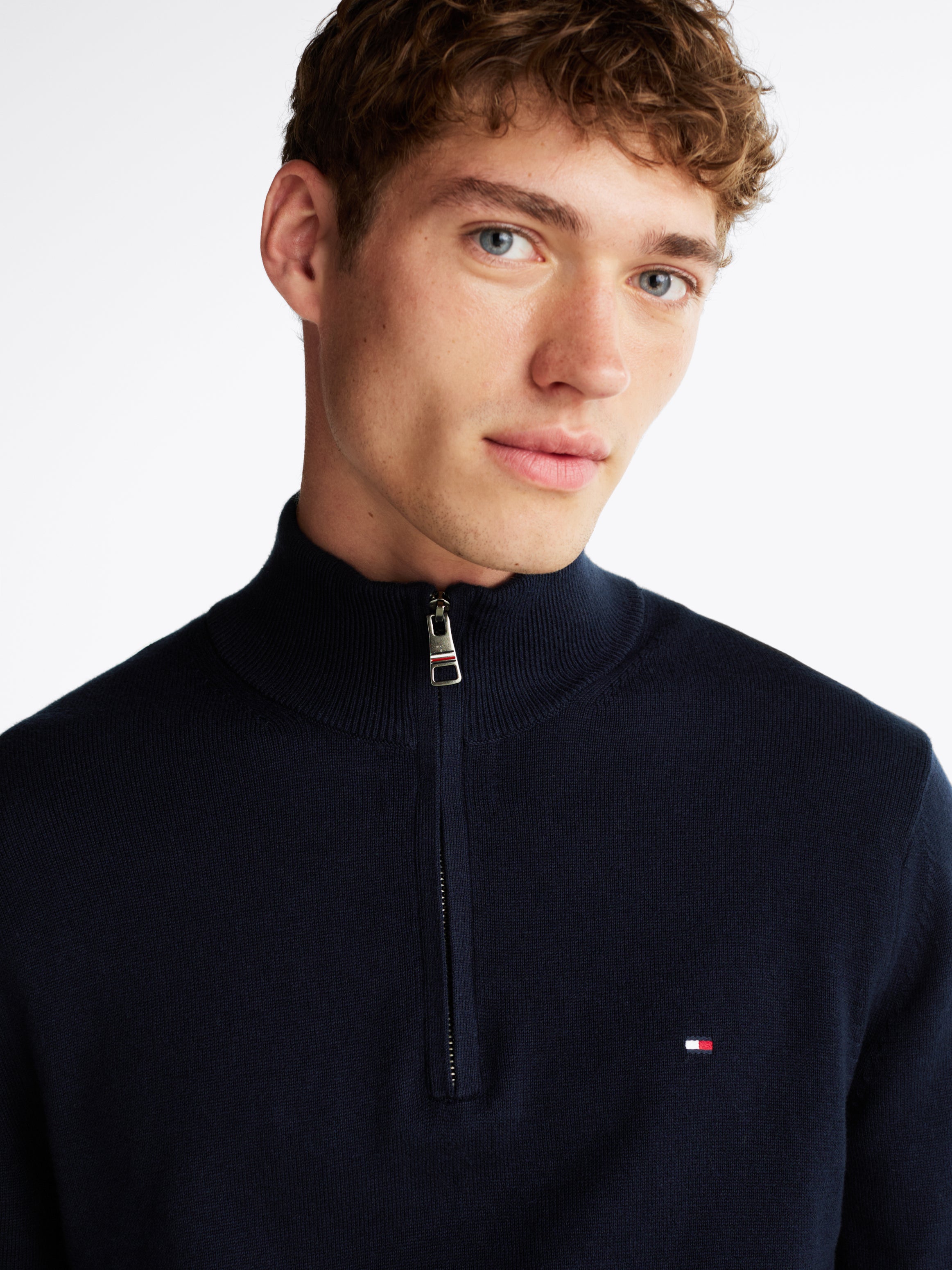 An image of the Tommy Hilfiger Half-Zip Mock Jumper with Cashmere