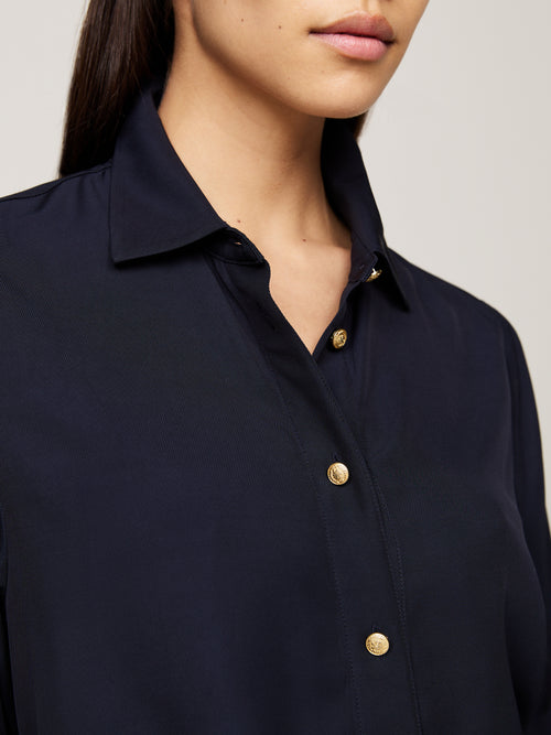 An image of the Tommy Hilfiger Gold-Tone Button Relaxed Fit Shirt
