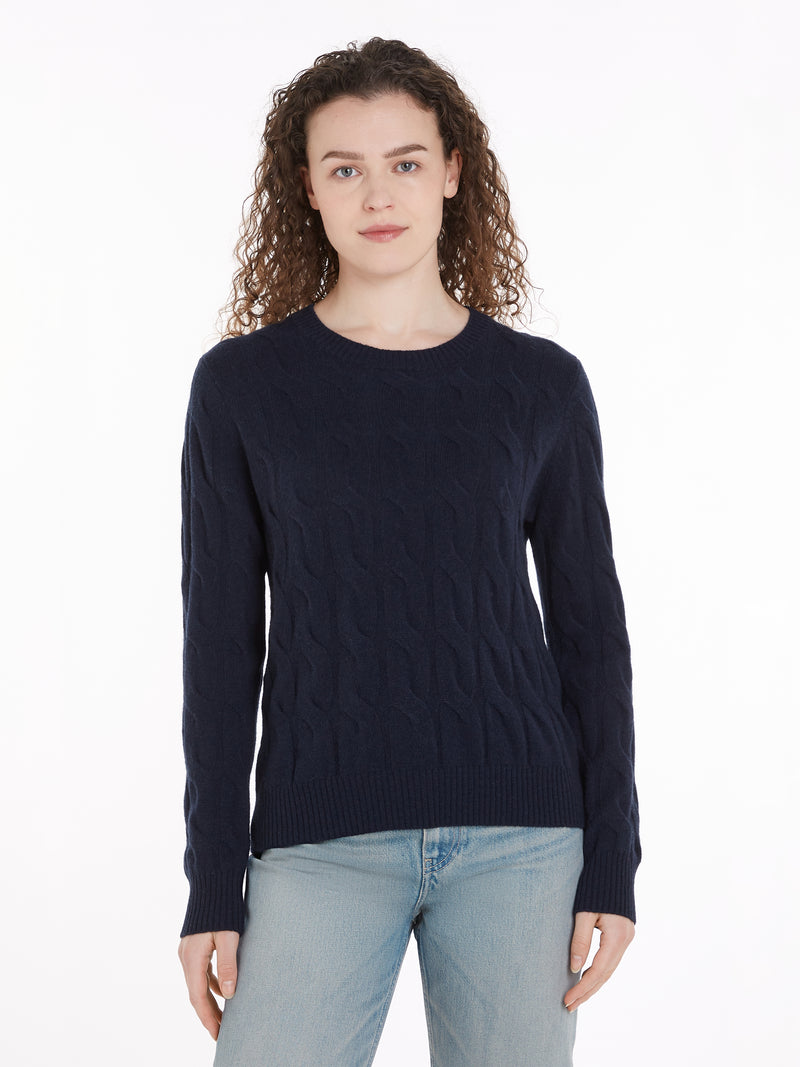 An image of the Tommy Hilfiger Pure Wool Cable Knit Jumper