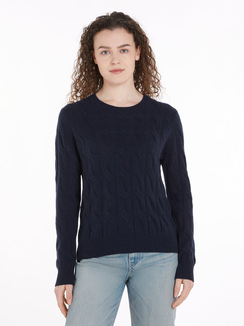 An image of the Tommy Hilfiger Pure Wool Cable Knit Jumper
