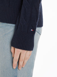 An image of the Tommy Hilfiger Pure Wool Cable Knit Jumper