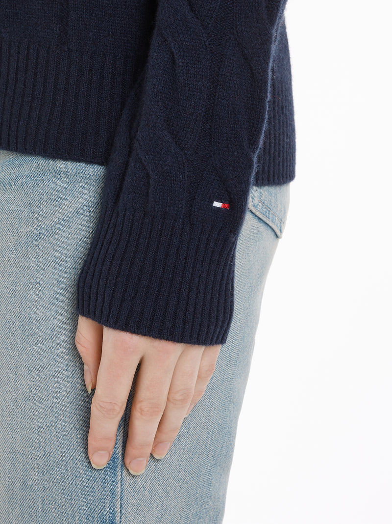 An image of the Tommy Hilfiger Pure Wool Cable Knit Jumper