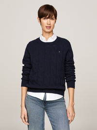 An image of the Tommy Hilfiger Pure Wool Cable Knit Jumper