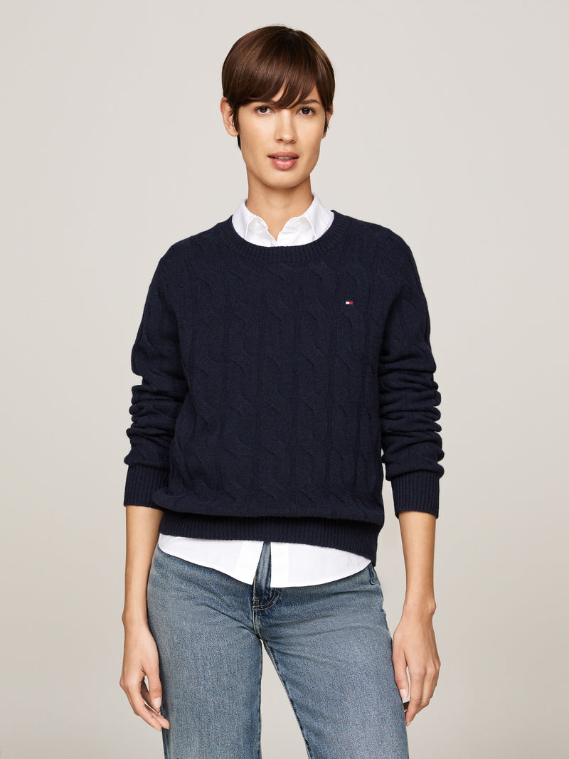 An image of the Tommy Hilfiger Pure Wool Cable Knit Jumper