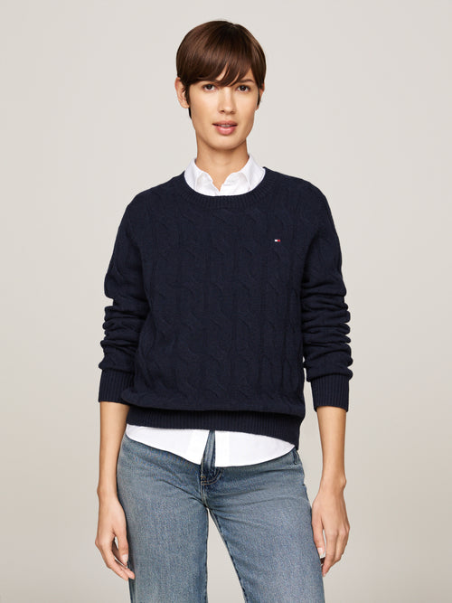 An image of the Tommy Hilfiger Pure Wool Cable Knit Jumper