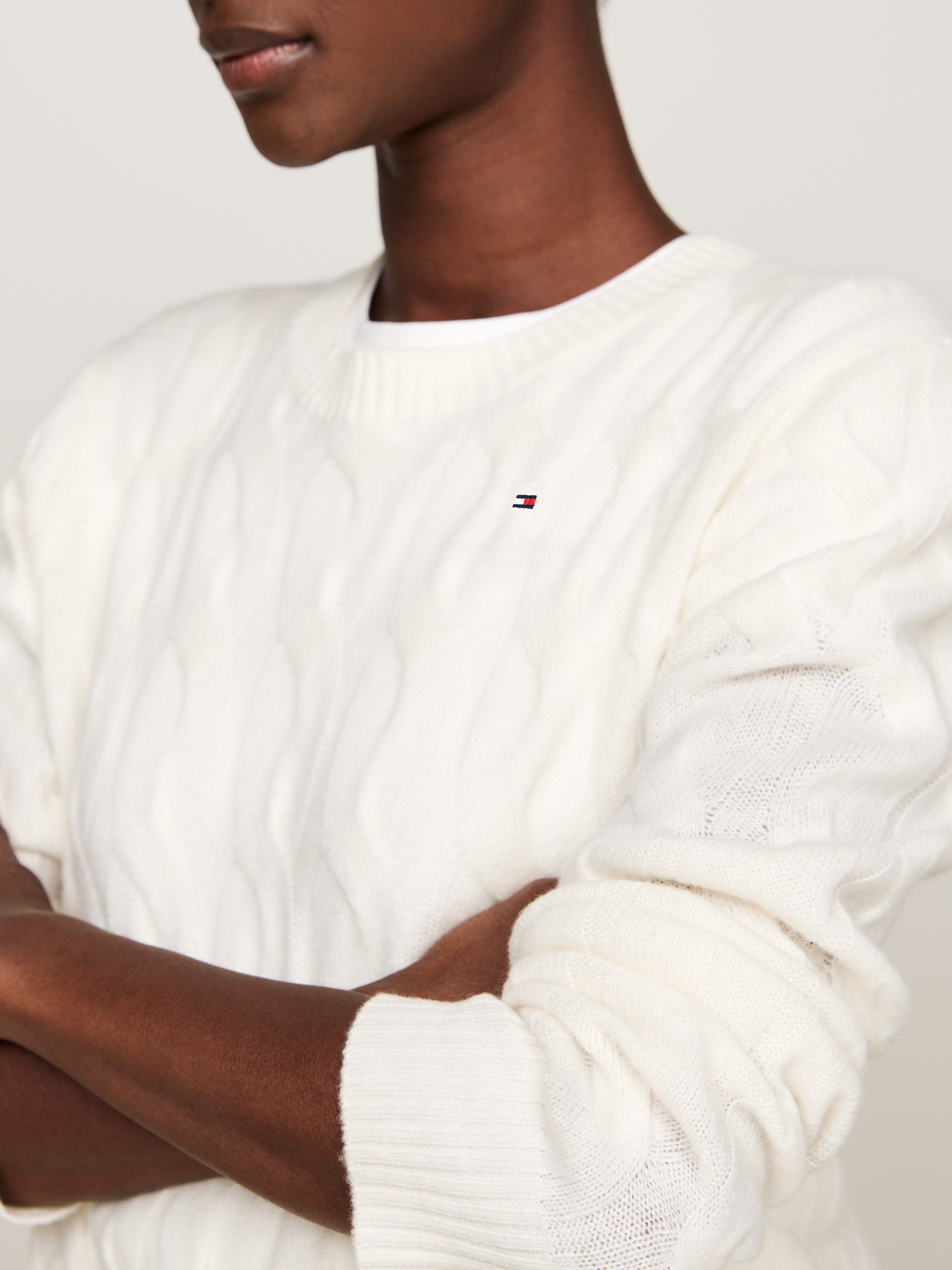 An image of the Tommy Hilfiger Pure Wool Cable Knit Jumper