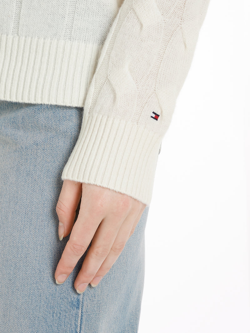 An image of the Tommy Hilfiger Pure Wool Cable Knit Jumper