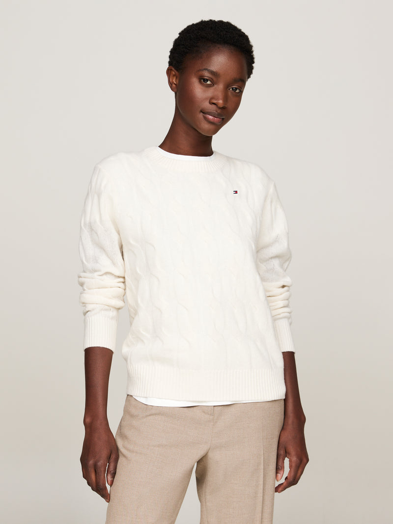An image of the Tommy Hilfiger Pure Wool Cable Knit Jumper