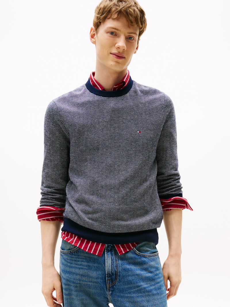 An image of the Tommy Hilfiger Herringbone Knit Jumper With Cashmere