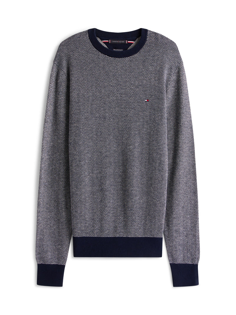 An image of the Tommy Hilfiger Herringbone Knit Jumper With Cashmere