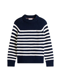 An image of the Tommy Hilfiger Stripe Mock Neck Relaxed Jumper