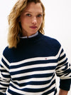An image of the Tommy Hilfiger Stripe Mock Neck Relaxed Jumper