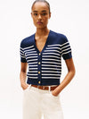 An image of the Tommy Hilfiger Jersey Gold-Tone Button Short Sleeve Cardigan