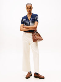 An image of the Tommy Hilfiger Jersey Gold-Tone Button Short Sleeve Cardigan