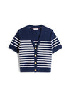 An image of the Tommy Hilfiger Jersey Gold-Tone Button Short Sleeve Cardigan