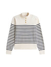 An image of the Tommy Hilfiger Stripe Gold-Tone Button Mock Neck Jumper