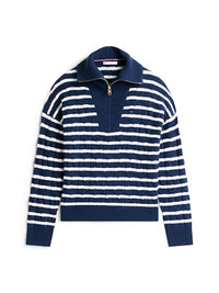 An image of the Tommy Hilfiger Half-Zip Cable Knit Soft Wool Jumper