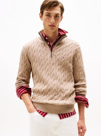 An image of the Tommy Hilfiger Cable Knit Half-Zip Jumper