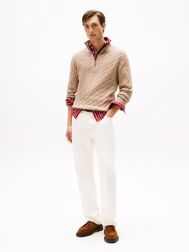 An image of the Tommy Hilfiger Cable Knit Half-Zip Jumper