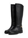 An image of the Tommy Hilfiger Leather TH Monogram Horsebit Riding Boots