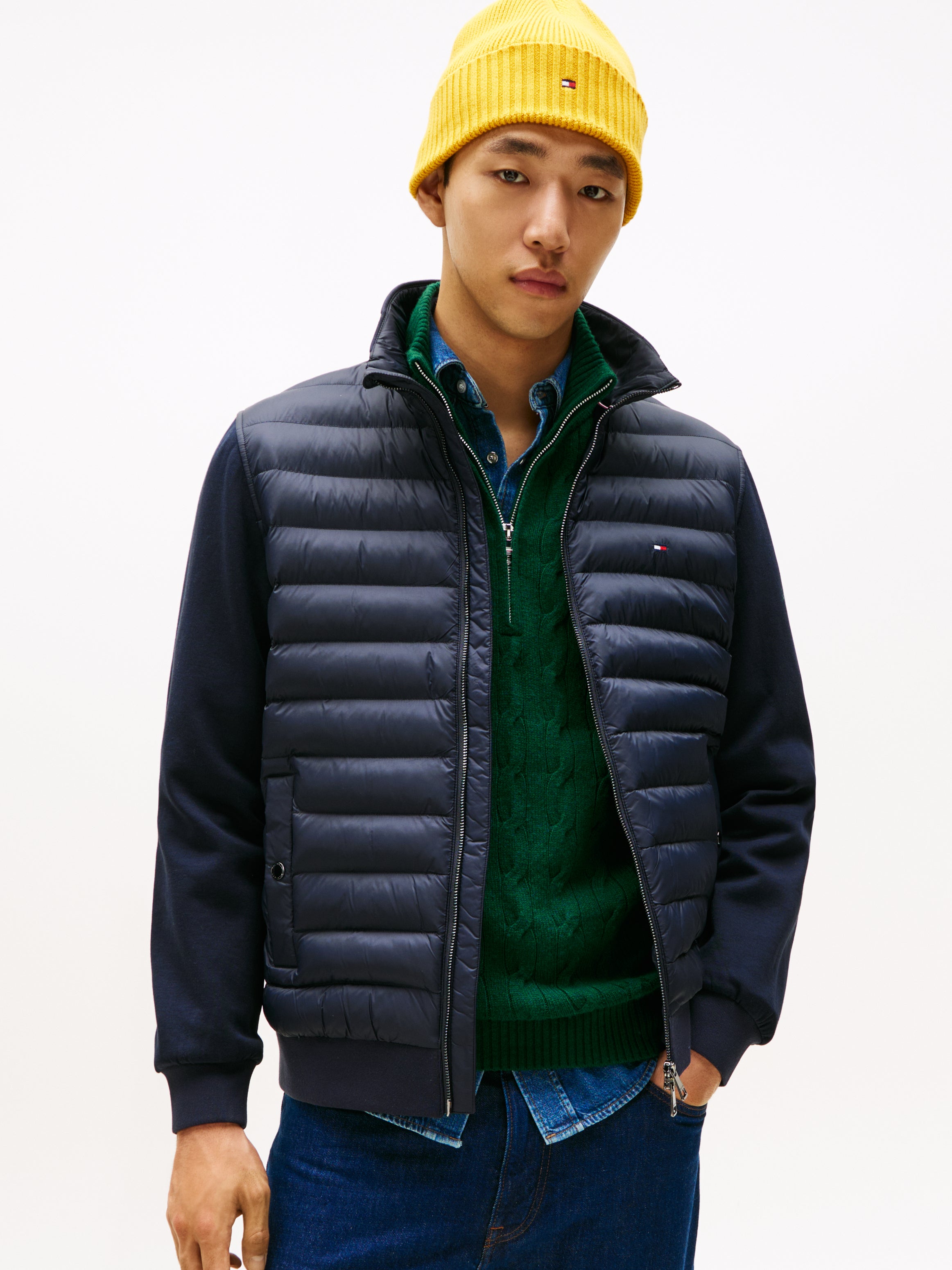 An image of the Tommy Hilfiger Mix Media Ess Rwb Stand Collar