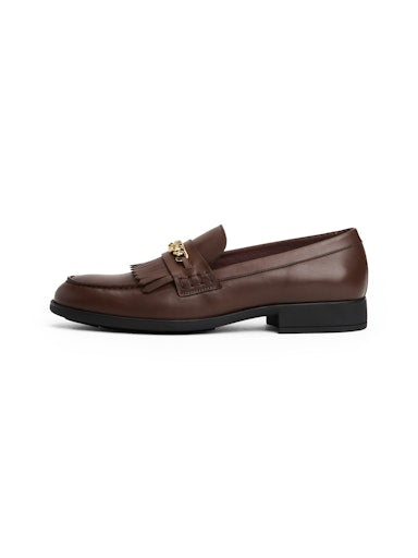 An image of the Tommy Hilfiger Leather TH Monogram Chain Loafers