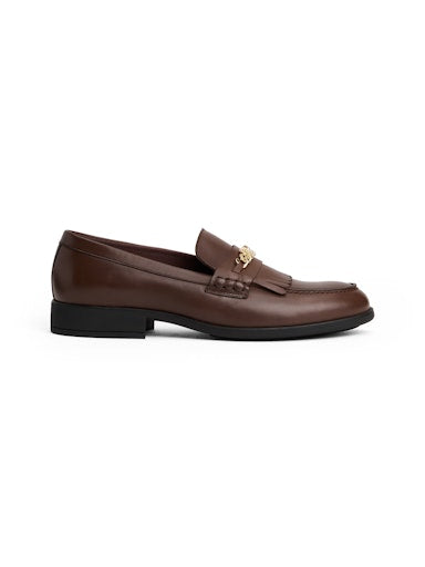 An image of the Tommy Hilfiger Leather TH Monogram Chain Loafers