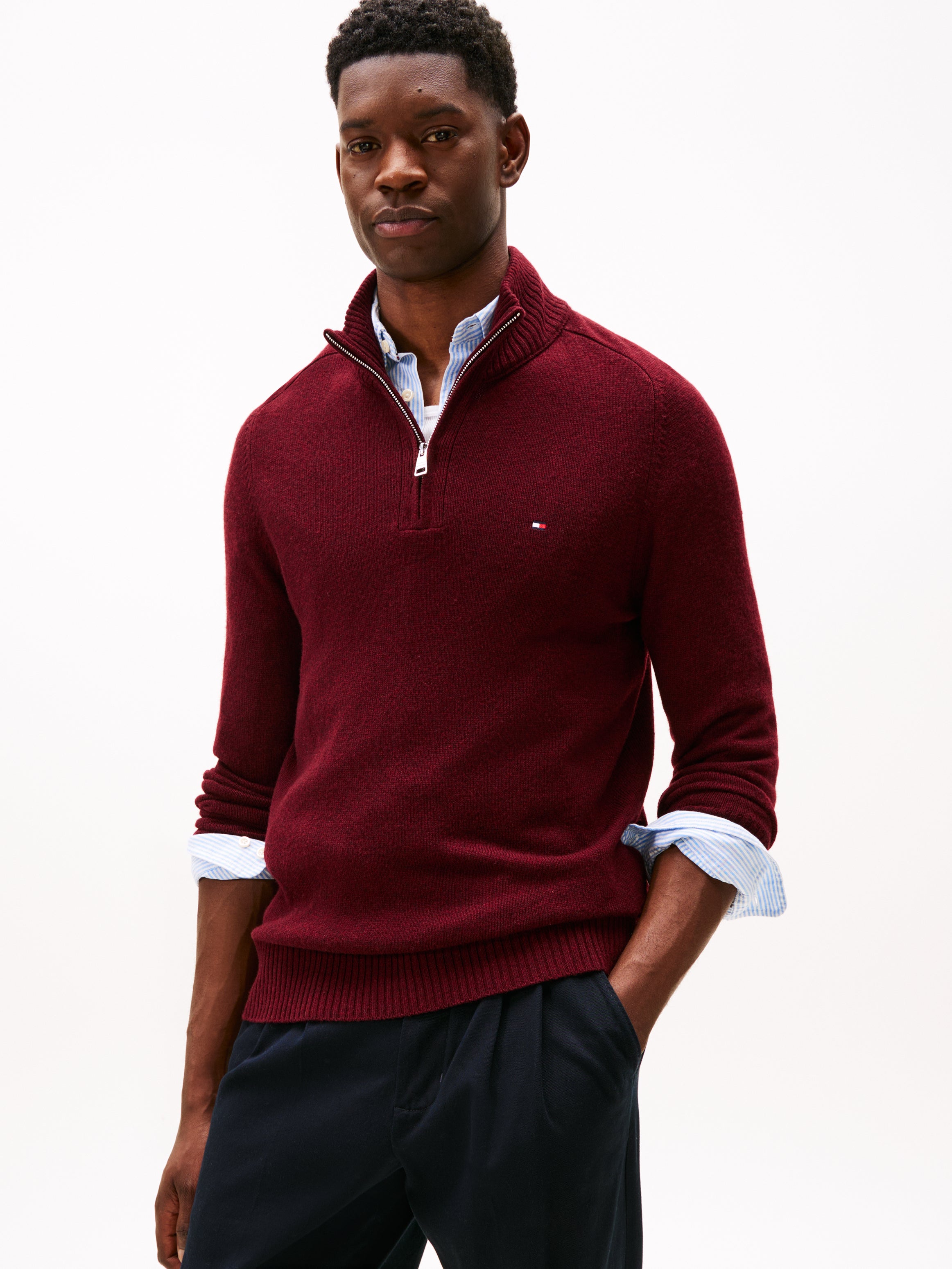 An image of the Tommy Hilfiger Pure Lambswool Half-Zip Jumper