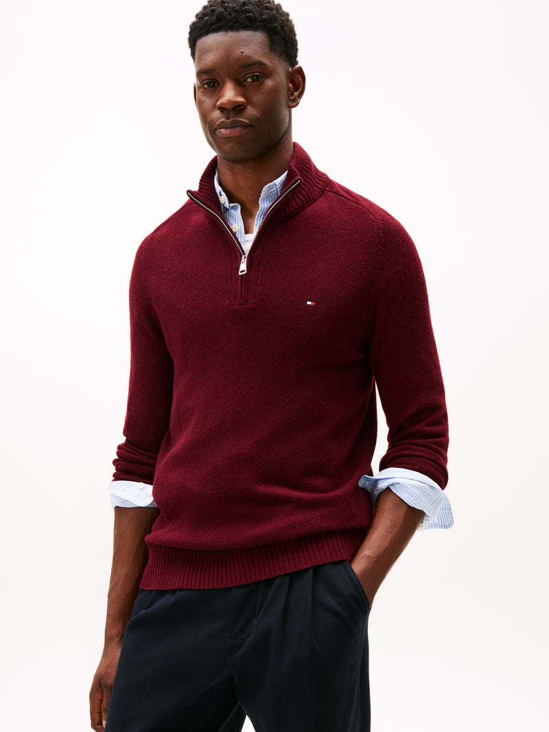 An image of the Tommy Hilfiger Pure Lambswool Half-Zip Jumper