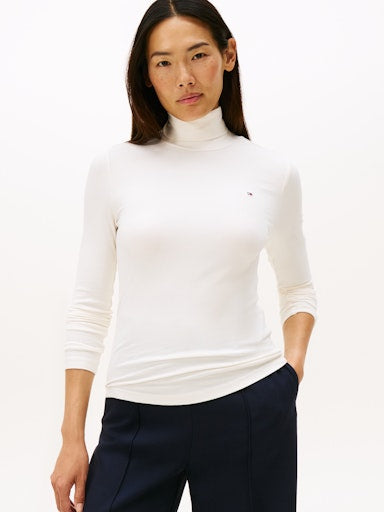 An image of the Tommy Hilfiger Ribbed Slim Long Sleeve Turtleneck Top