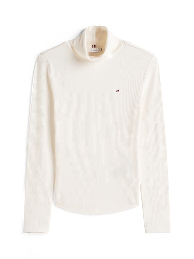 An image of the Tommy Hilfiger Ribbed Slim Long Sleeve Turtleneck Top