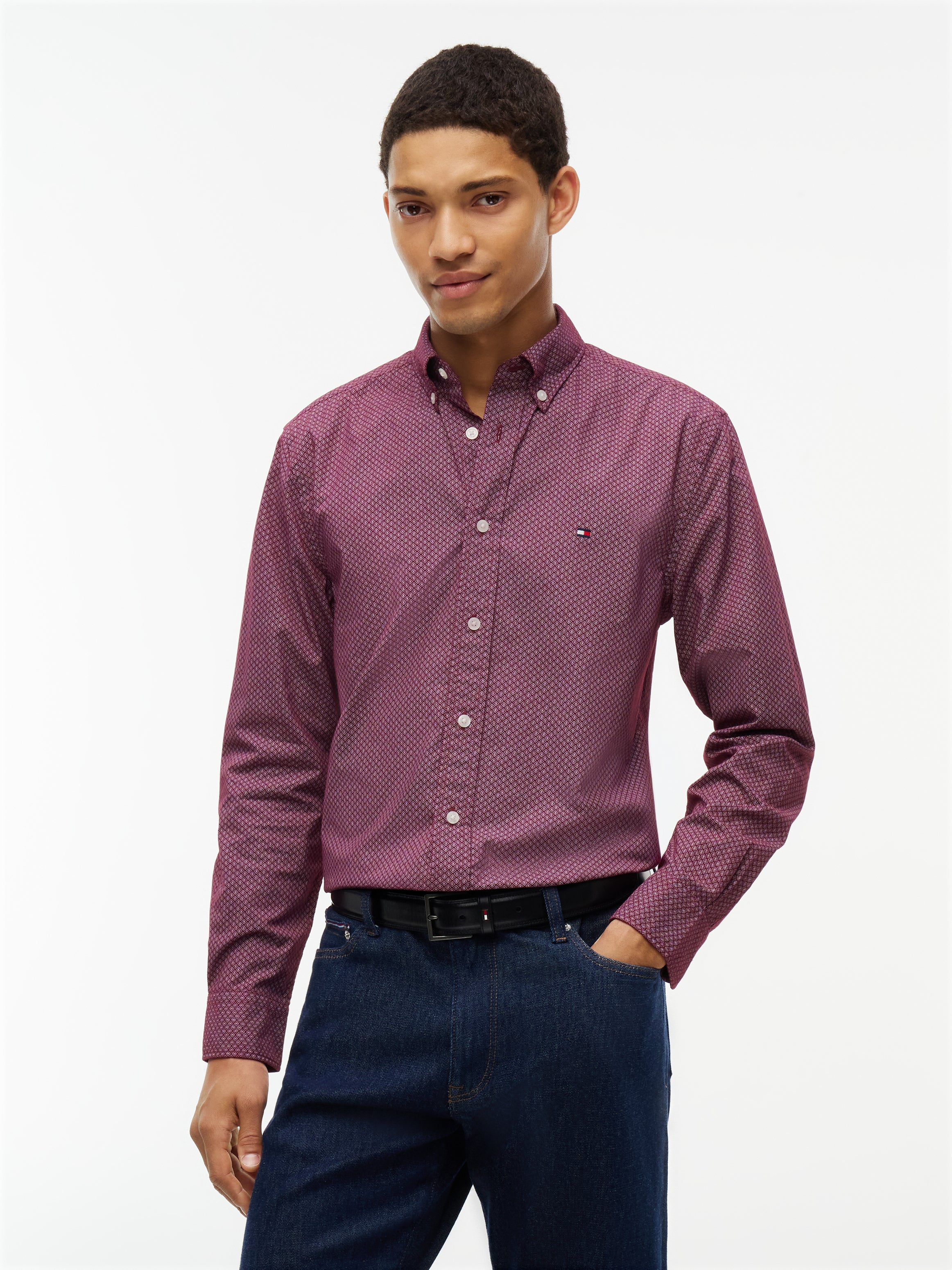 Flex Poplin Geo Print Shirt