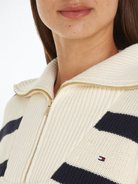 An image of the Tommy Hilfiger Cardigan Stitch Relaxed Half-Zip Jumper