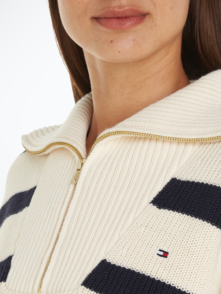An image of the Tommy Hilfiger Cardigan Stitch Relaxed Half-Zip Jumper