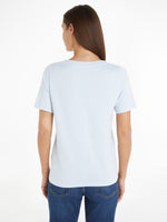 An image of the Tommy Hilfiger V-Neck Flag Embroidery T-Shirt in the shade Blue