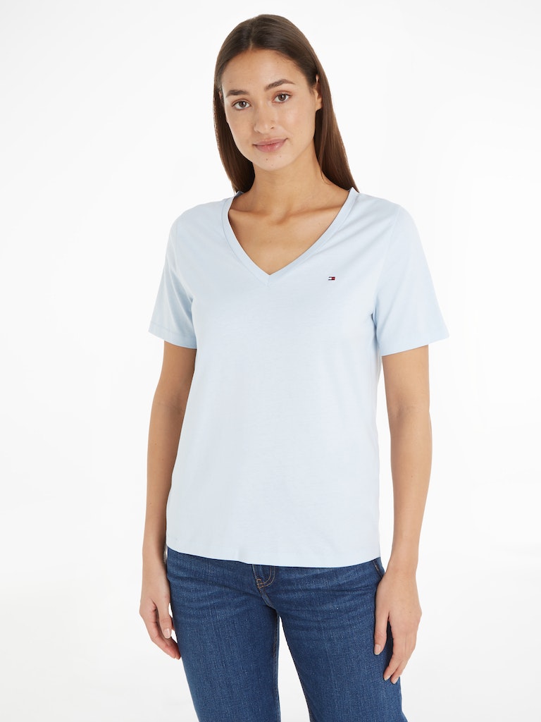 An image of the Tommy Hilfiger V-Neck Flag Embroidery T-Shirt