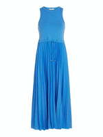 An image of the Tommy Hilfiger Sleeveless Pleated Midi Dress in the colour Blue.