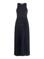 An image of the Tommy Hilfiger Sleeveless Pleated Midi Dress in the colour Desert Sky.