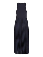 An image of the Tommy Hilfiger Sleeveless Pleated Midi Dress in the colour Desert Sky.
