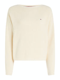 An image of the Tommy Hilfiger Ribbed Boat Neck Relaxed Jumper