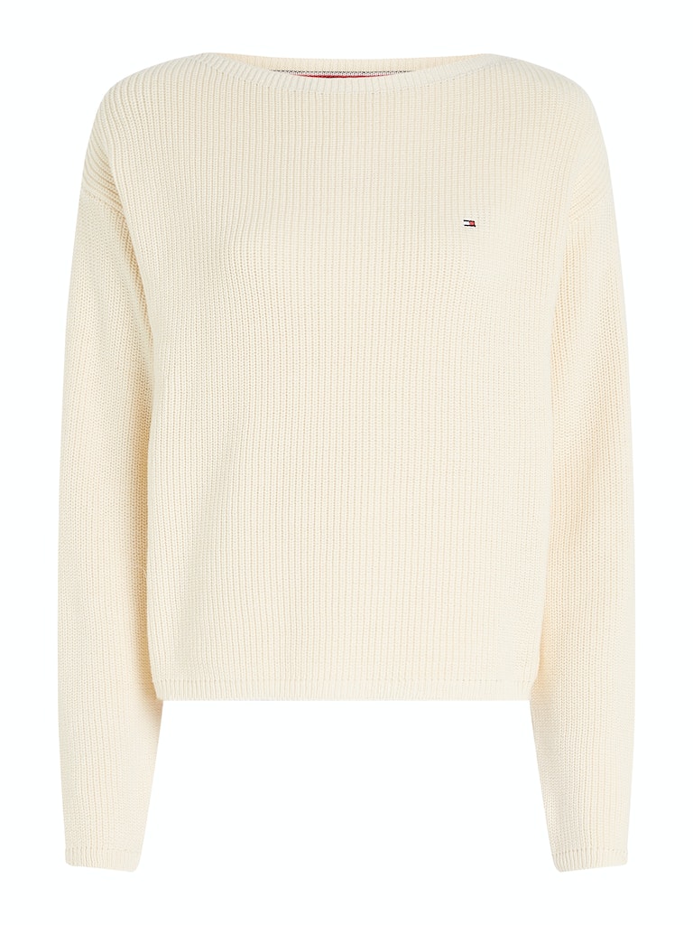 An image of the Tommy Hilfiger Ribbed Boat Neck Relaxed Jumper