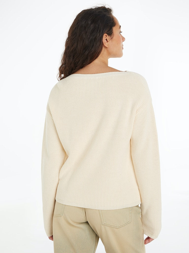 An image of the Tommy Hilfiger Ribbed Boat Neck Relaxed Jumper