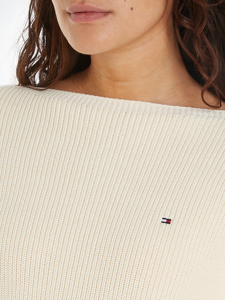 An image of the Tommy Hilfiger Ribbed Boat Neck Relaxed Jumper