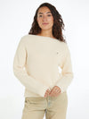 An image of the Tommy Hilfiger Ribbed Boat Neck Relaxed Jumper