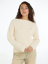 An image of the Tommy Hilfiger Ribbed Boat Neck Relaxed Jumper