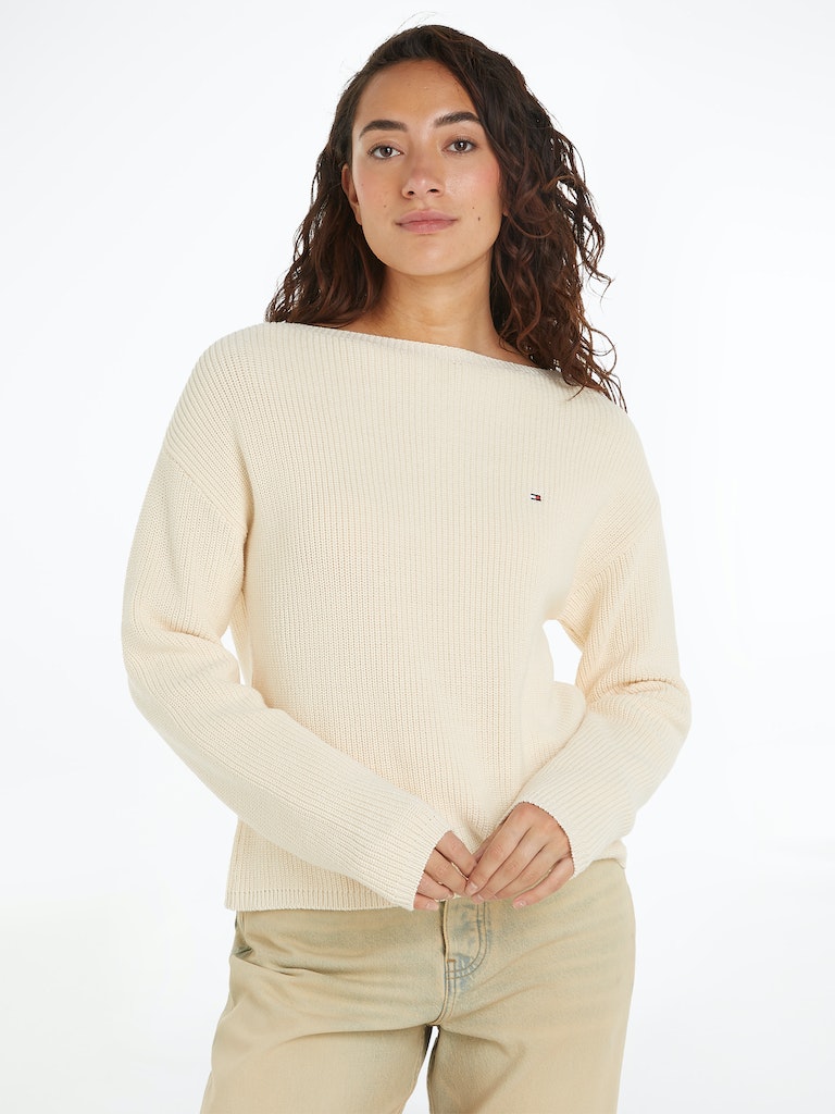An image of the Tommy Hilfiger Ribbed Boat Neck Relaxed Jumper
