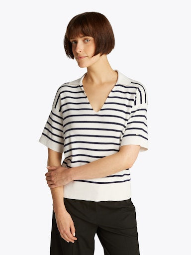 An image of the Tommy Hilfiger Stripe Short Sleeve Polo Jumper