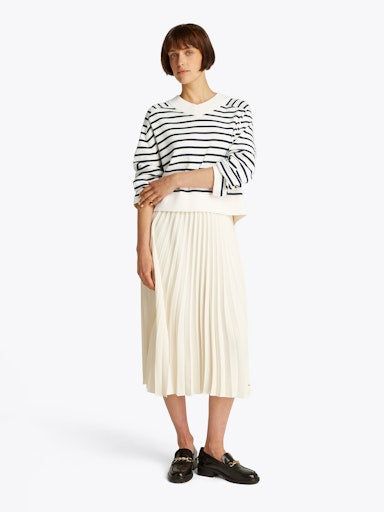 An image of the Tommy Hilfiger Mini Stripe V-Neck Sweater