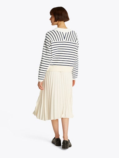 An image of the Tommy Hilfiger Mini Stripe V-Neck Sweater