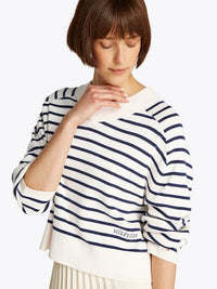 An image of the Tommy Hilfiger Mini Stripe V-Neck Sweater
